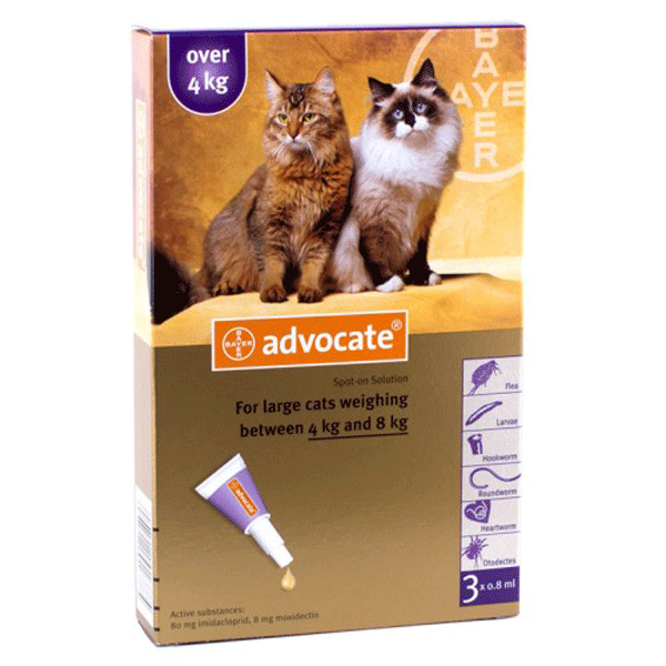 ADVOCATE 4-8 Kg PISICĂ - pipete x3 - Hermannvet Magazin